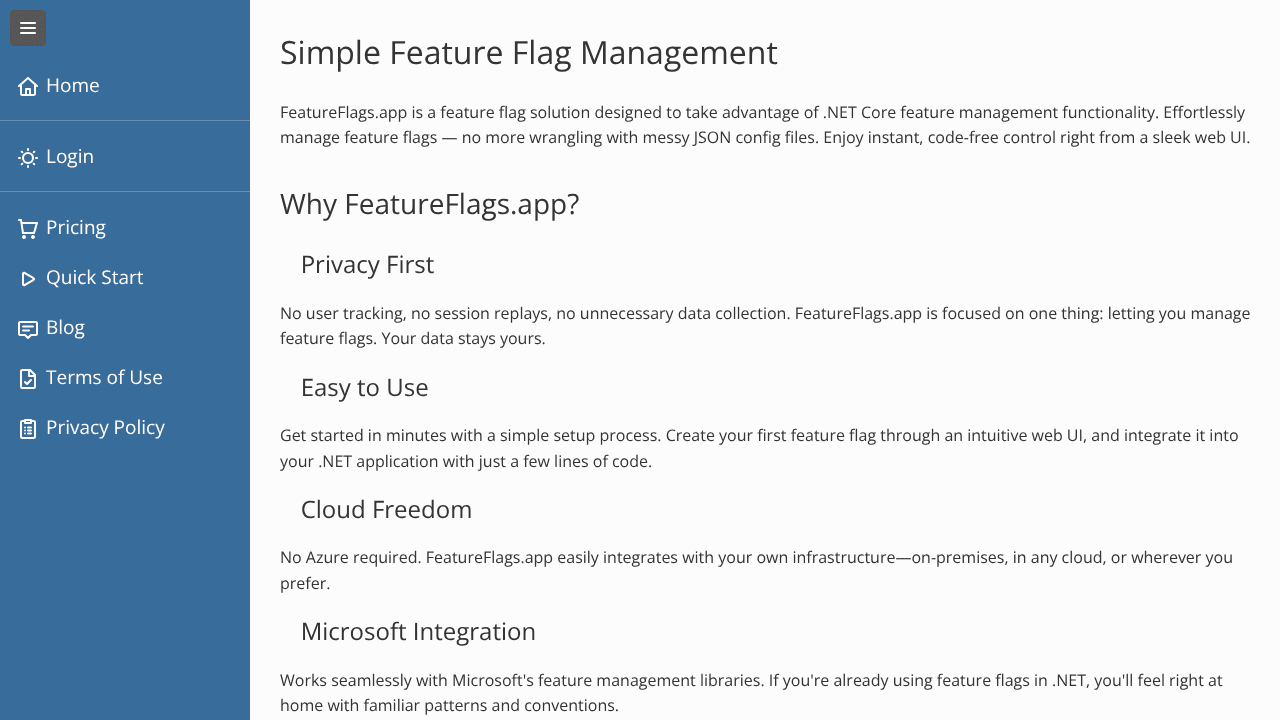 FeatureFlags.app website screenshot