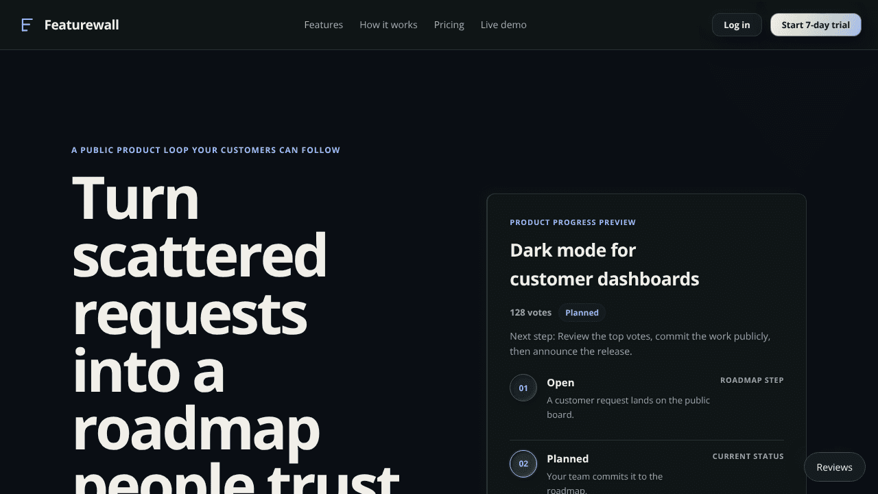 Featurewall website screenshot