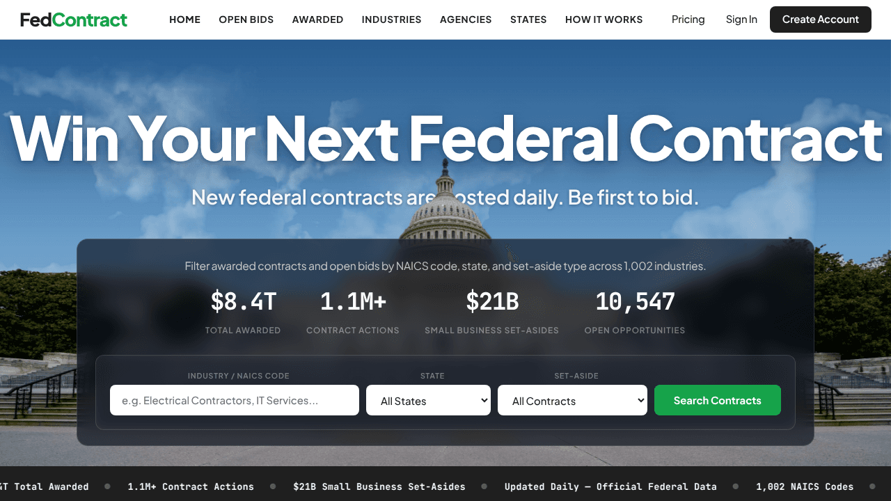 FedContract website screenshot