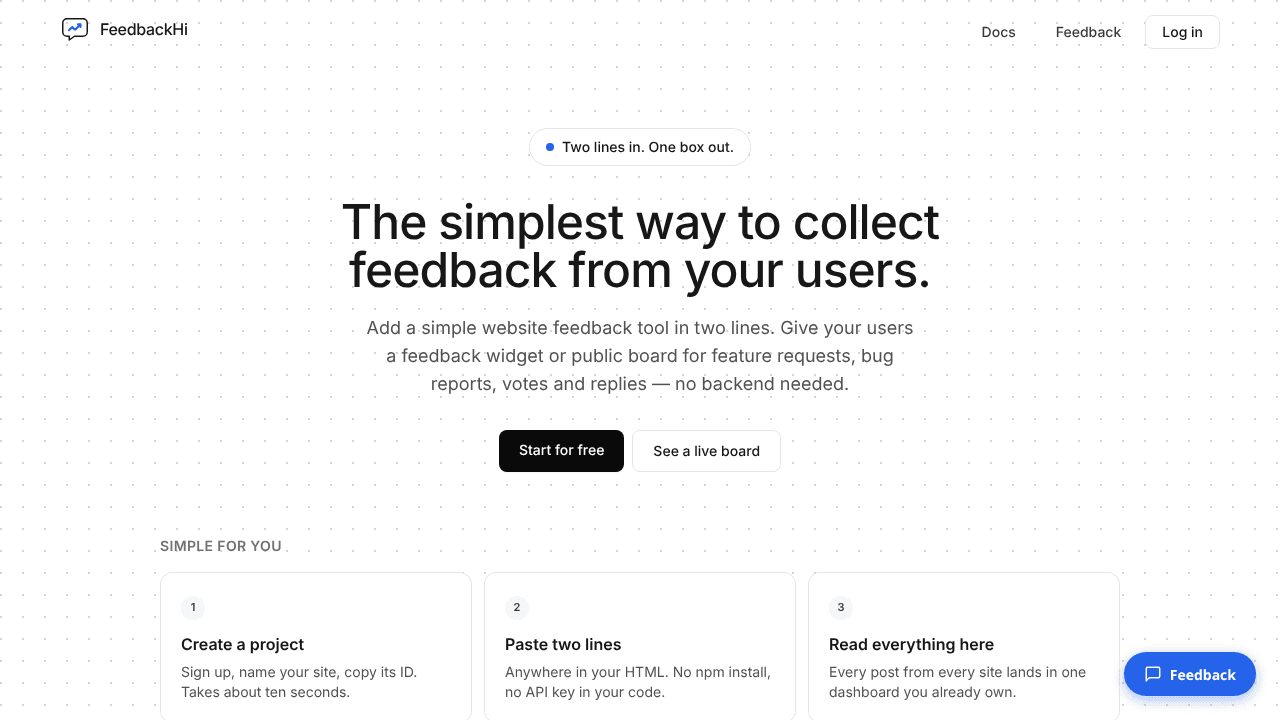 FeedbackHi website screenshot