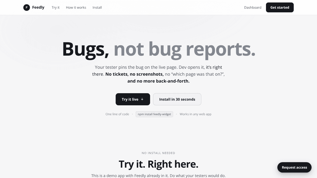 Feedly website screenshot