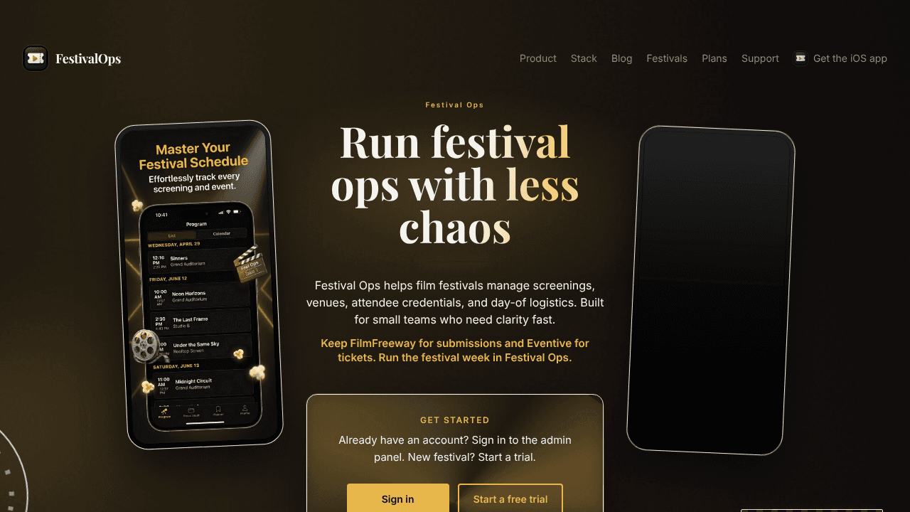 FestivalOps website screenshot
