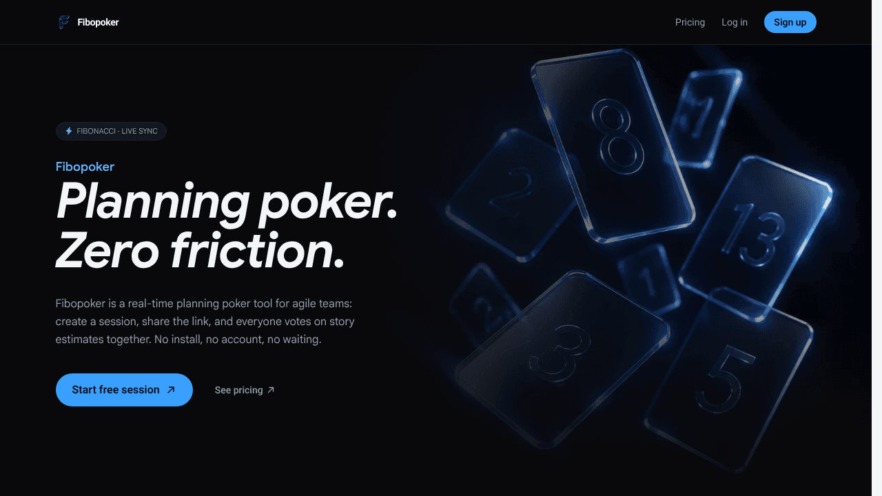 Fibopoker website screenshot