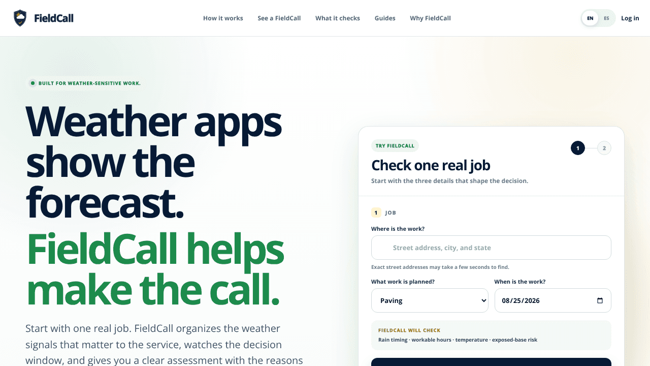 FieldCall website screenshot