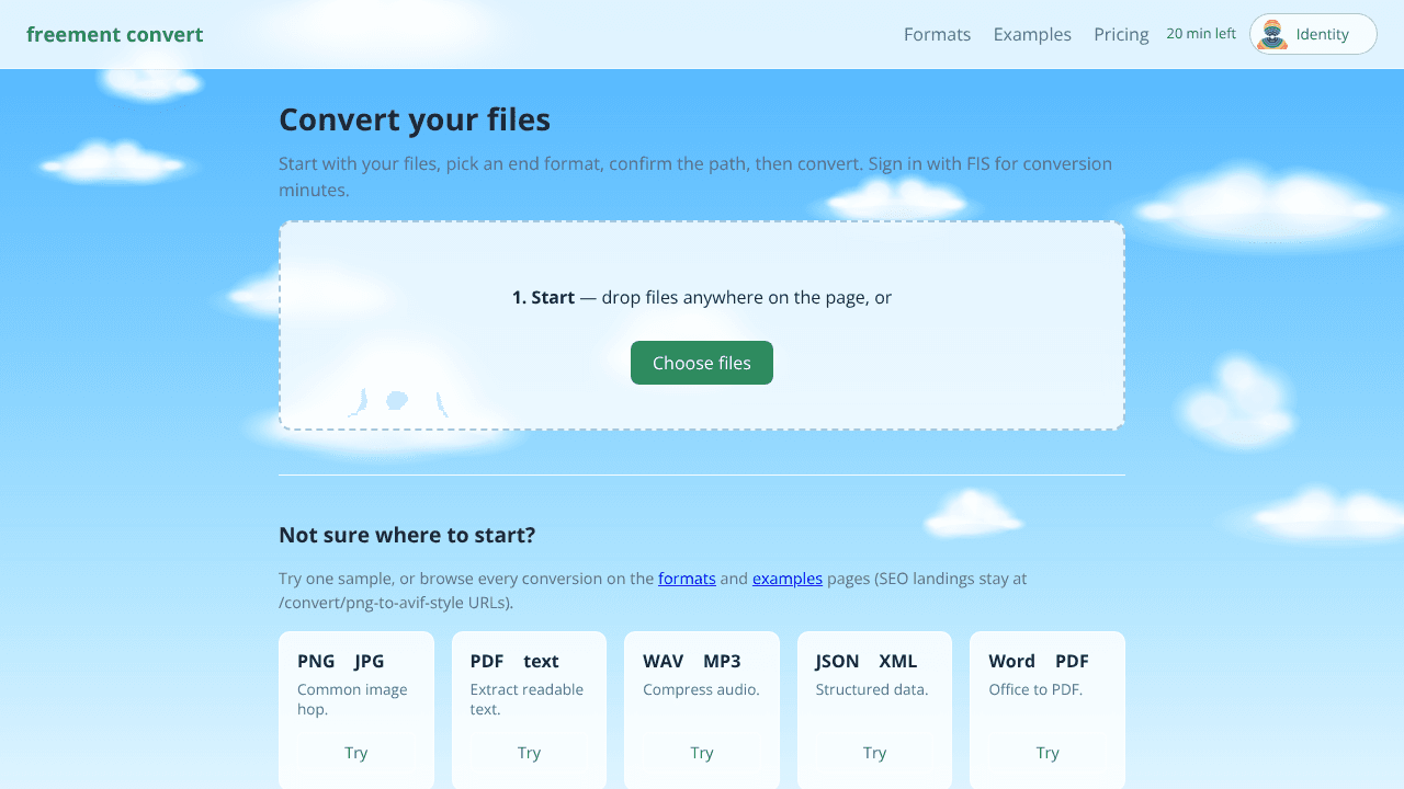 File Converter — freement.cloud website screenshot