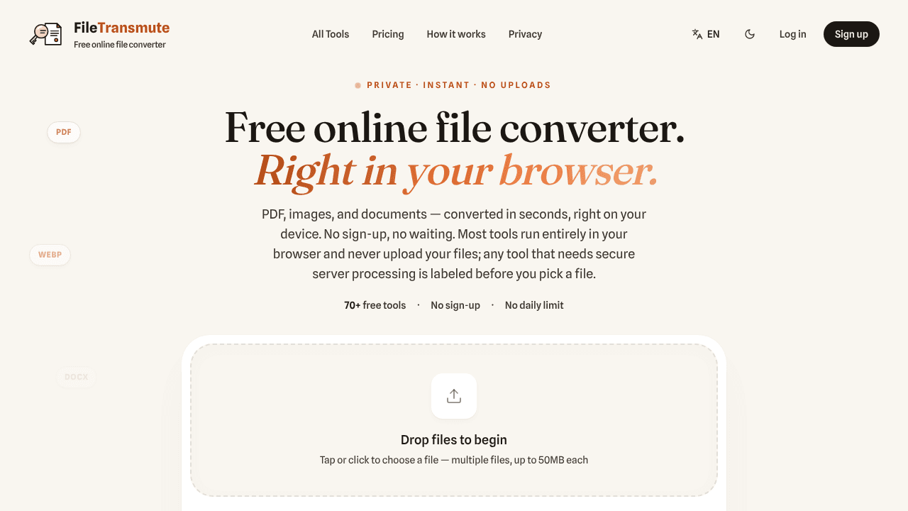 File Transmute website screenshot