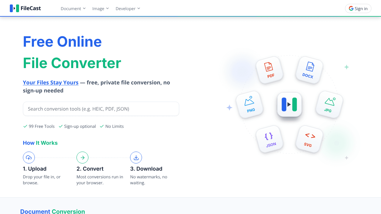 FileCast website screenshot
