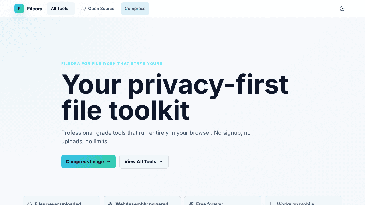 Fileora — Free Online File Tools website screenshot