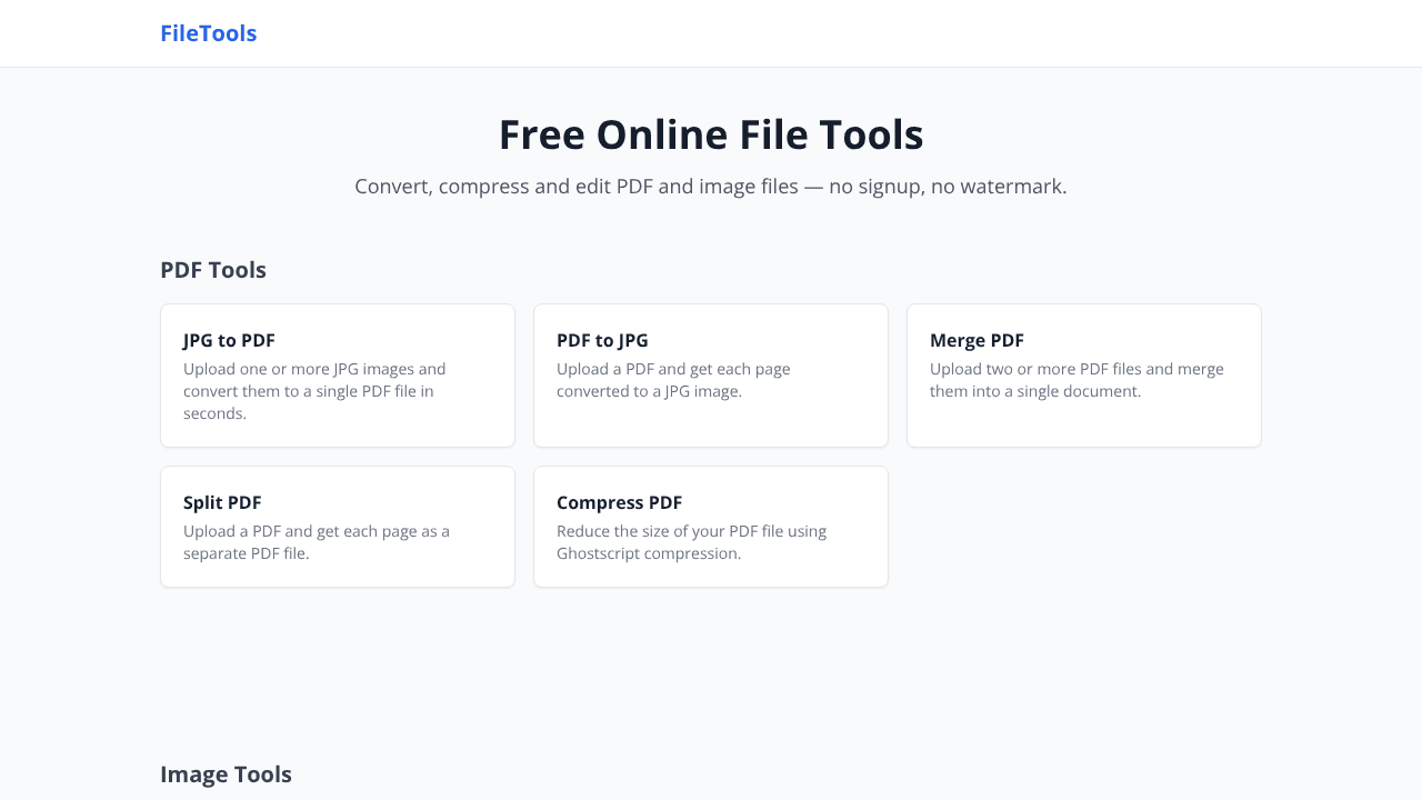 FileTools website screenshot