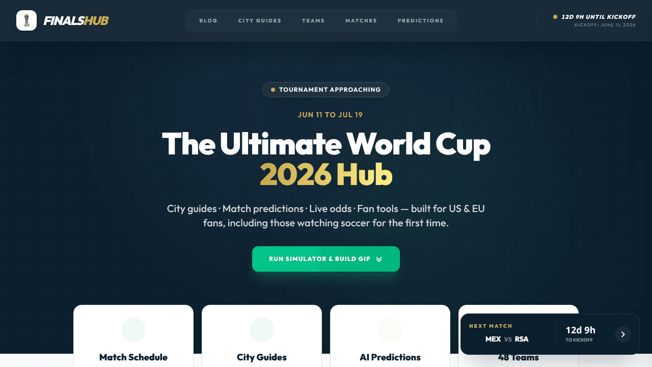 Finals26: World Cup Predictor website screenshot