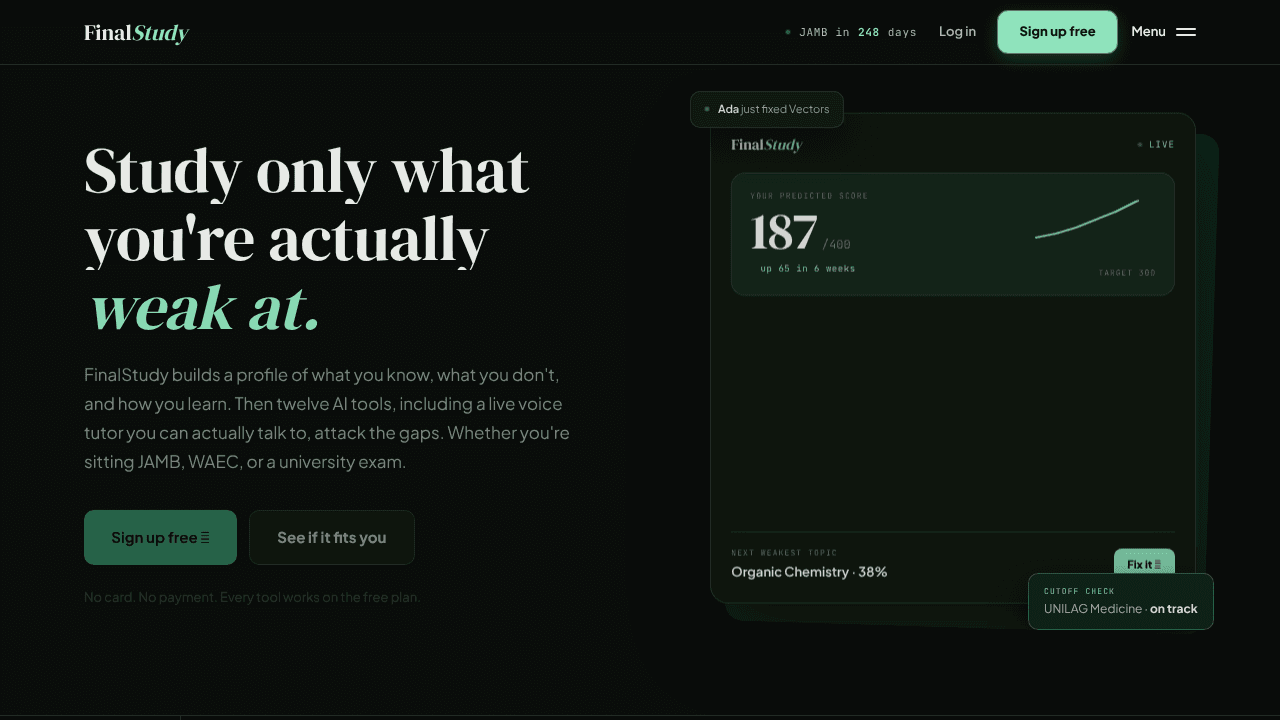 FinalStudy website screenshot