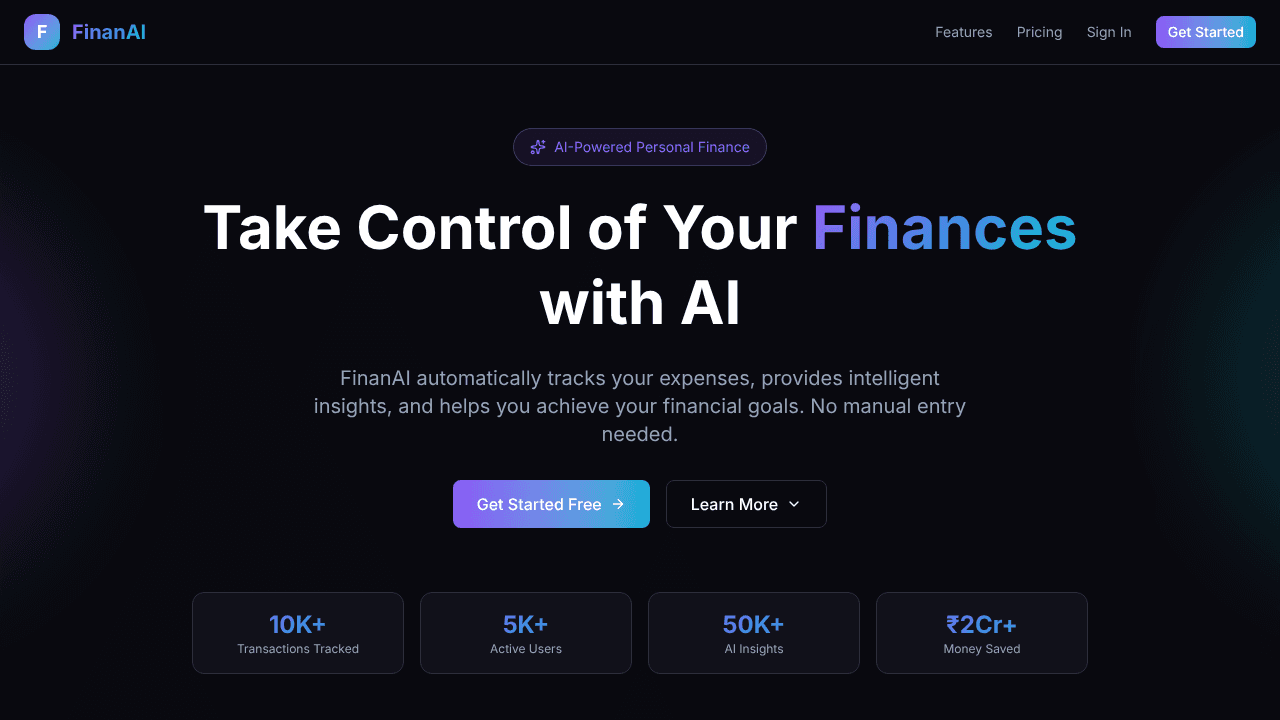 FinanAI website screenshot