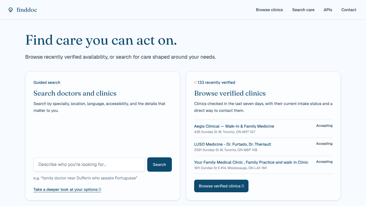Find Doctors In Greater Toronto Area website screenshot