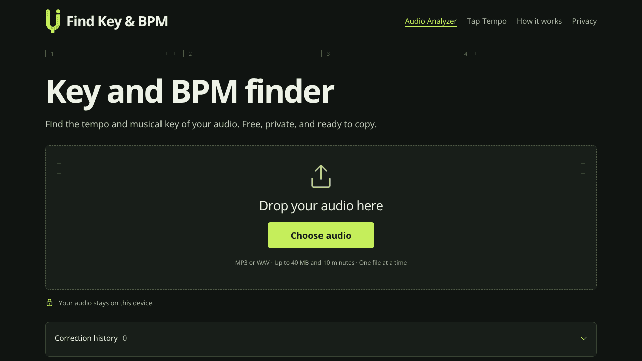 Find Key & BPM website screenshot