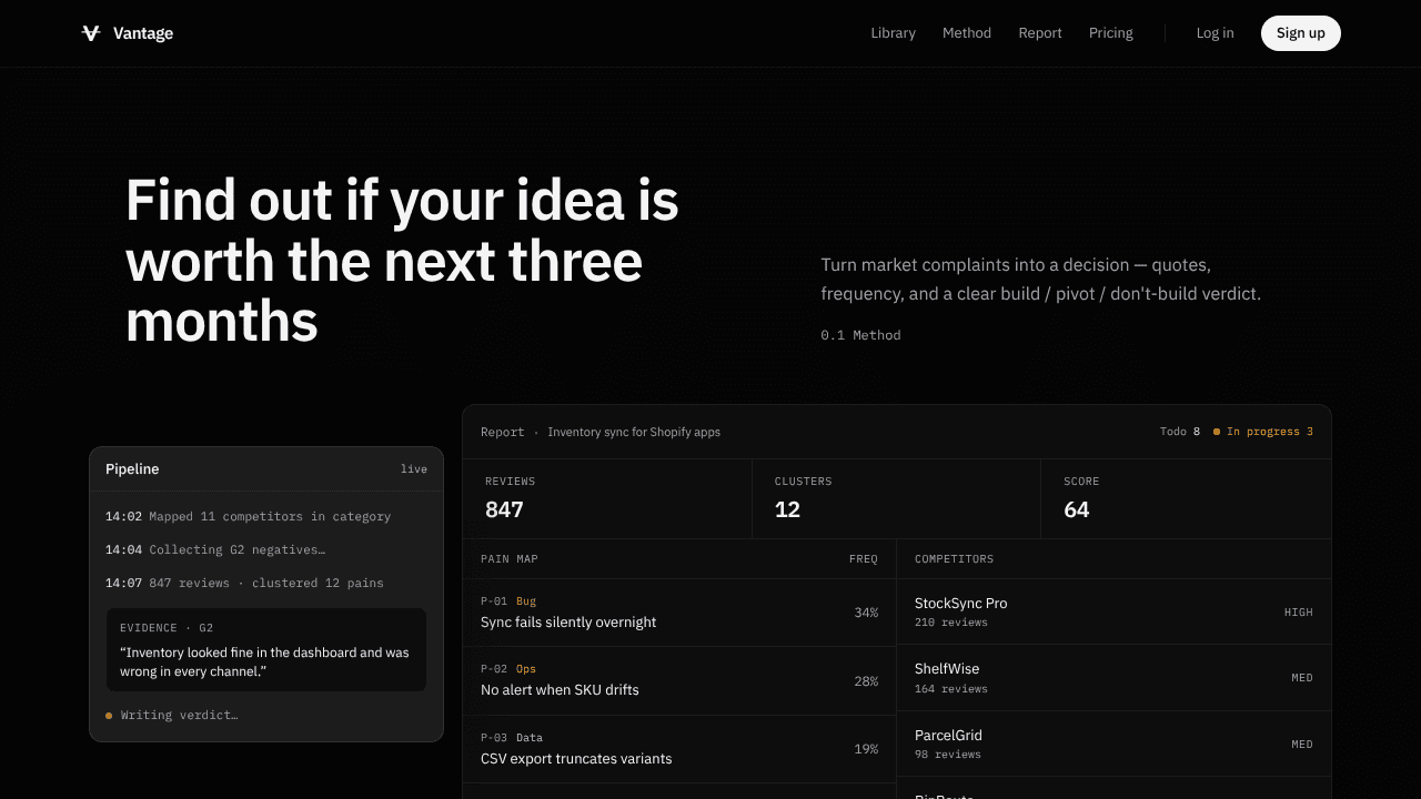 Find out if your idea is worth building website screenshot