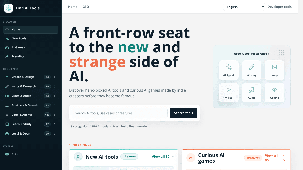 FindAITools.dev website screenshot