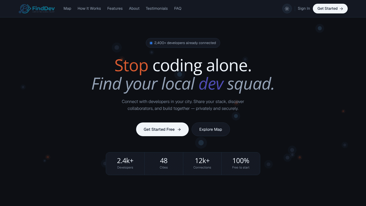 FindDevs website screenshot