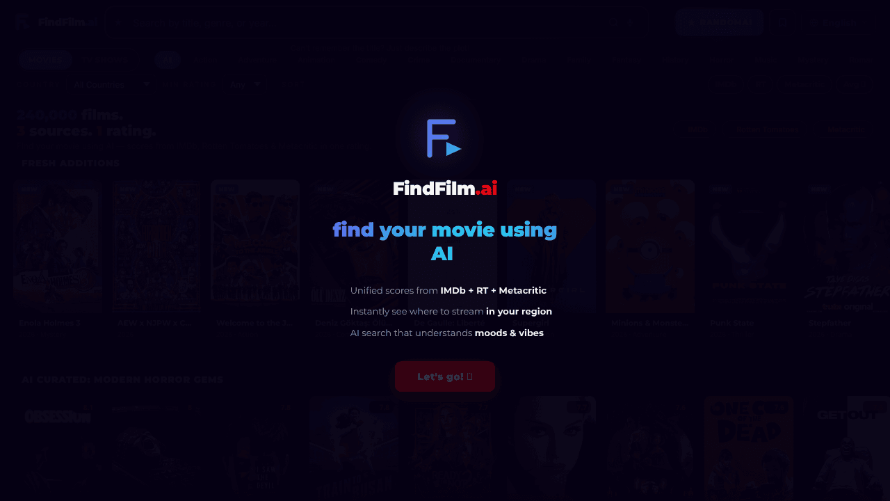 FindFilm.ai website screenshot