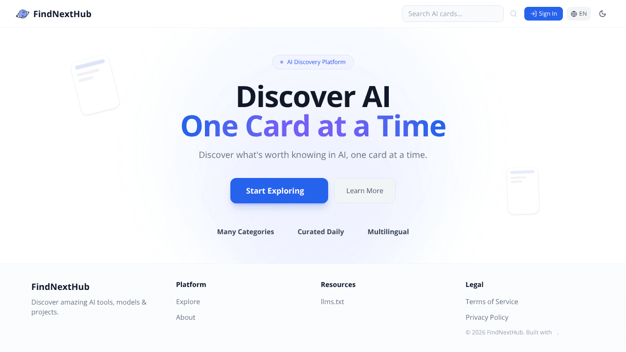 FindNextHub website screenshot
