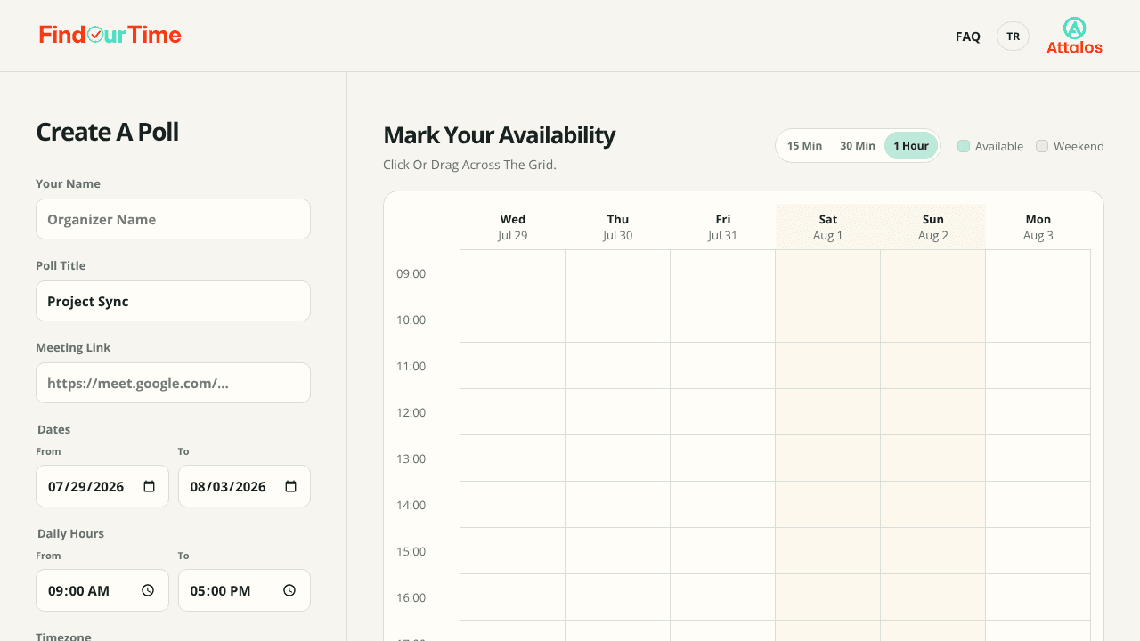 FindOurTime website screenshot
