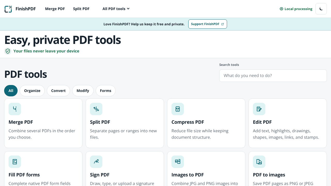 FinishPDF website screenshot