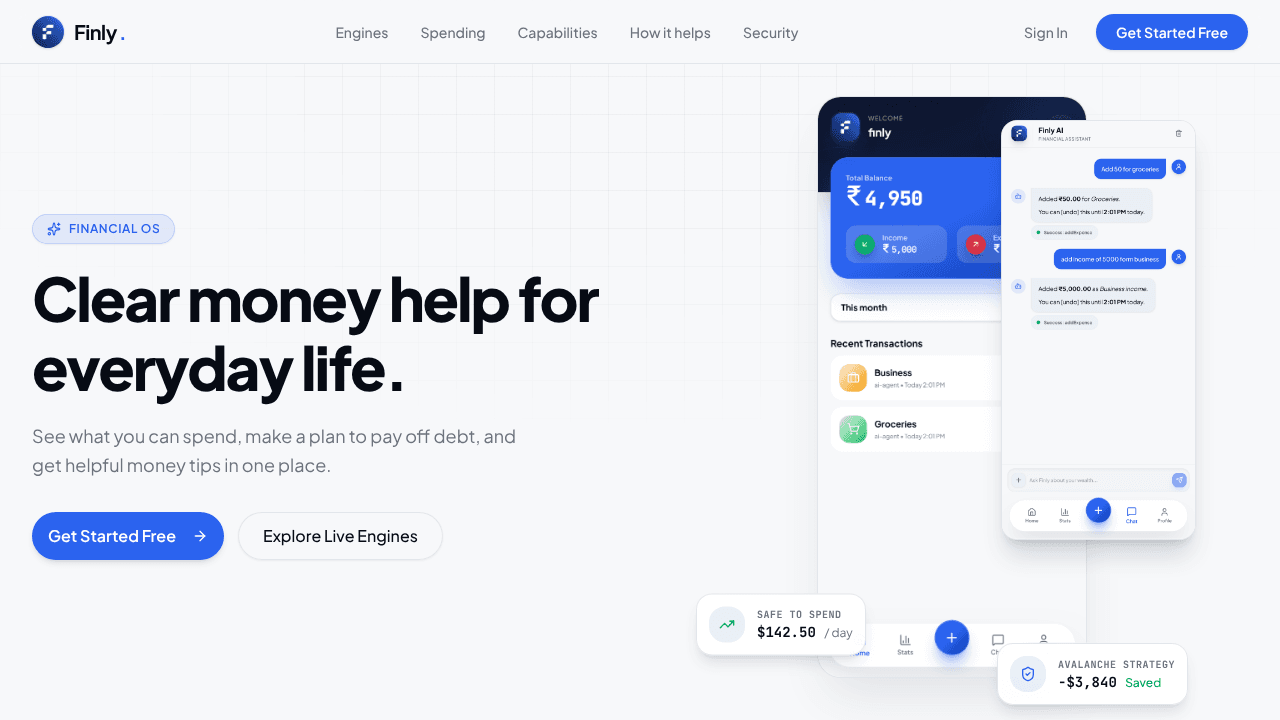 Finly website screenshot