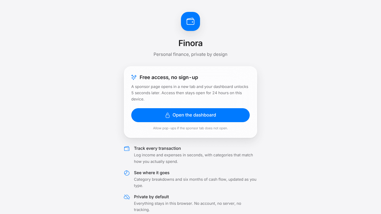 Finora website screenshot