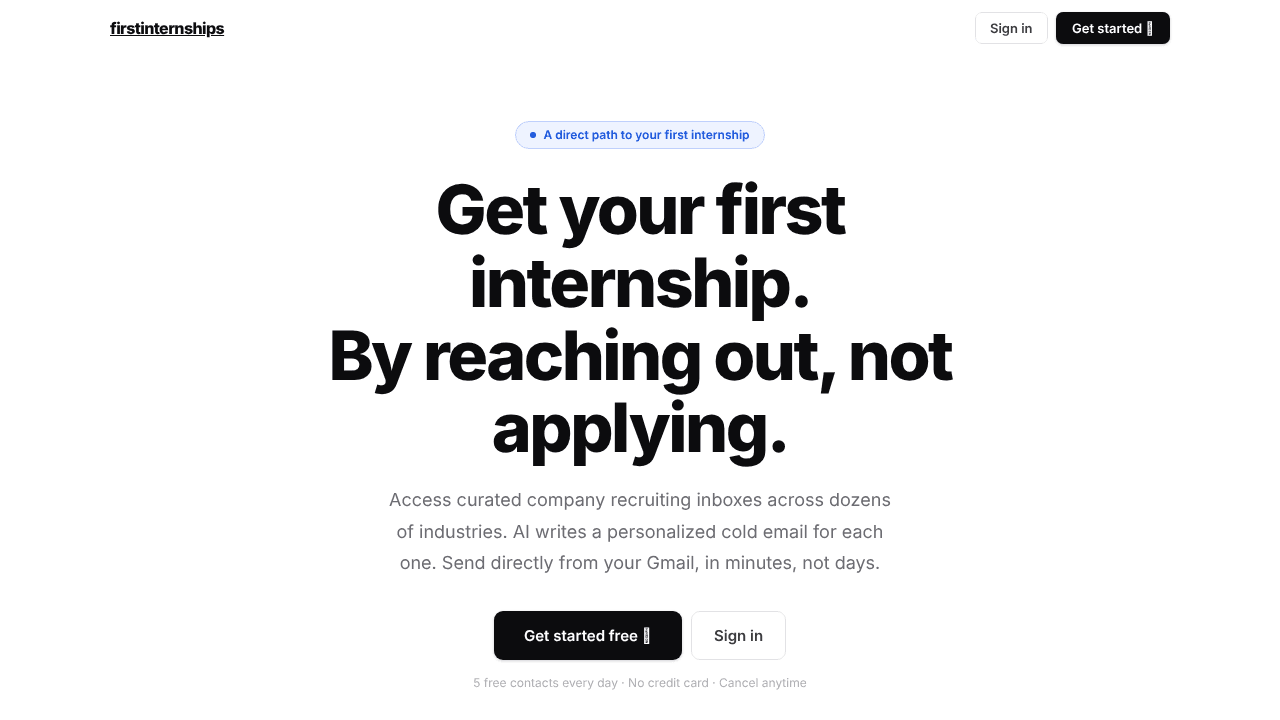 FirstInternships website screenshot