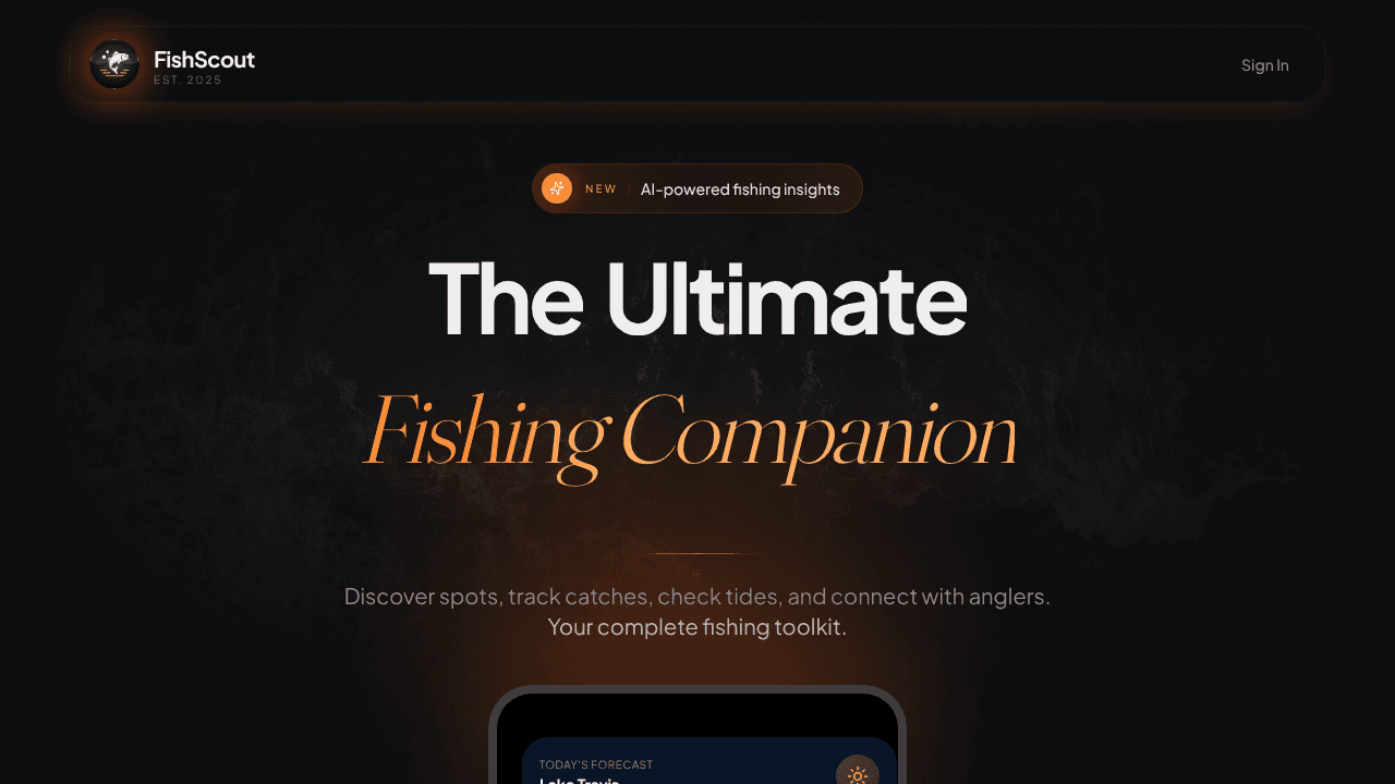 Fish Scout website screenshot