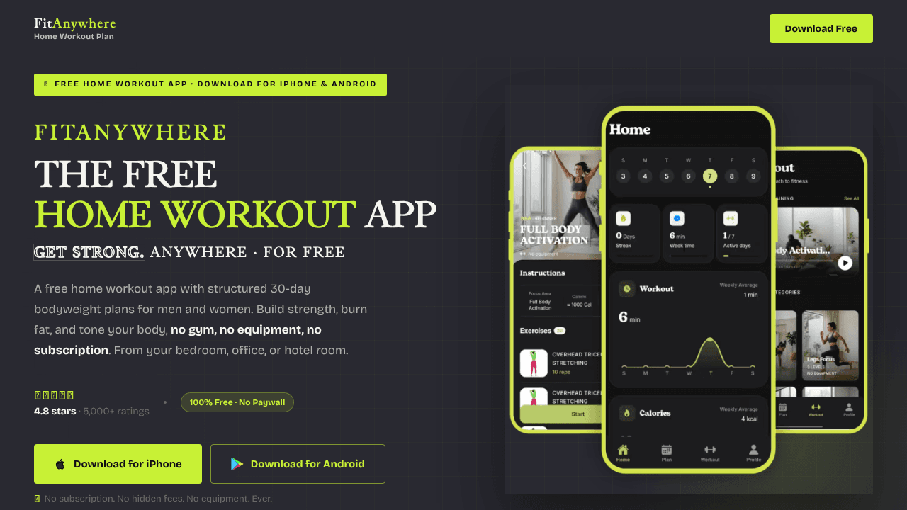 FitAnywhere website screenshot
