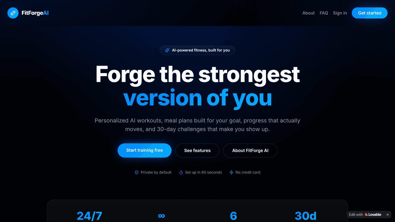fitforge ai website screenshot