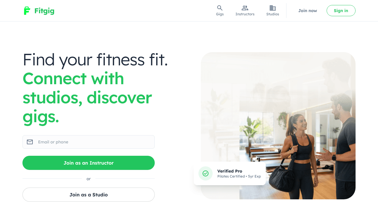 Fitgig website screenshot