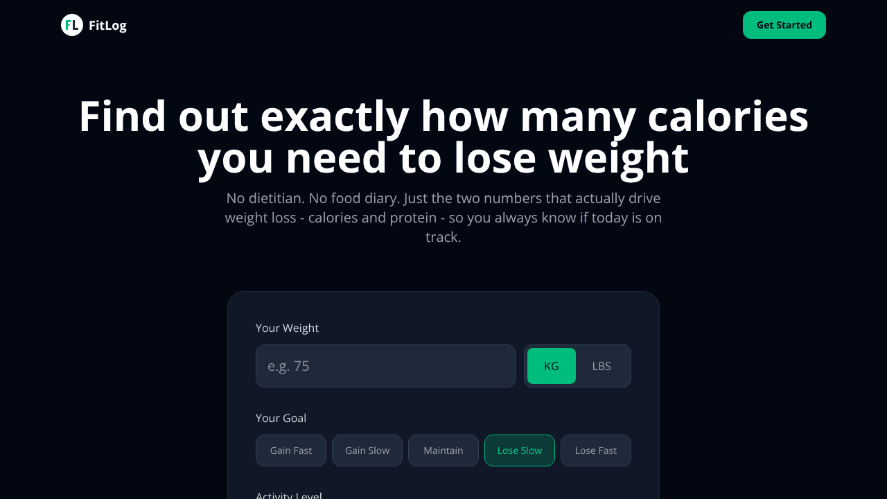 FitLog website screenshot