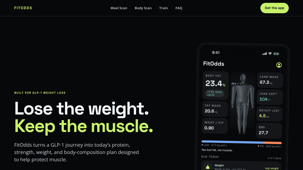 FitOdds — lose weight, keep muscle website screenshot