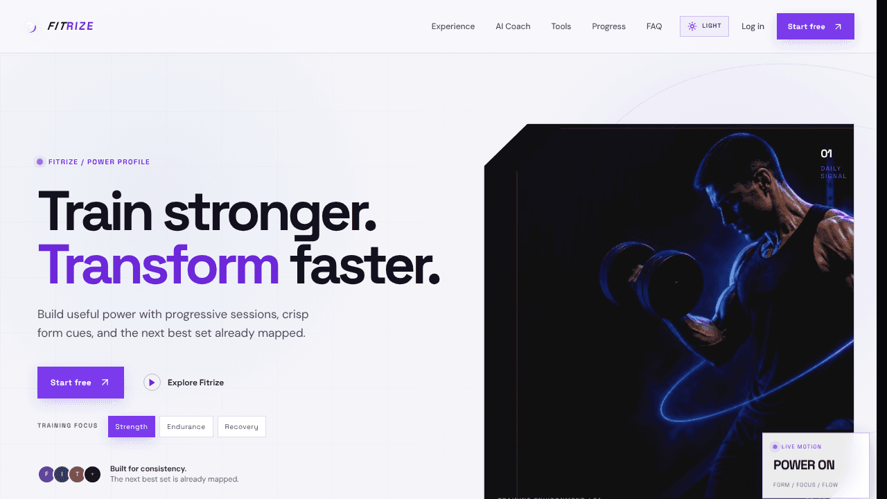 Fitrize website screenshot