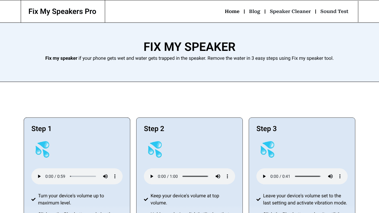 Fix my speaker website screenshot