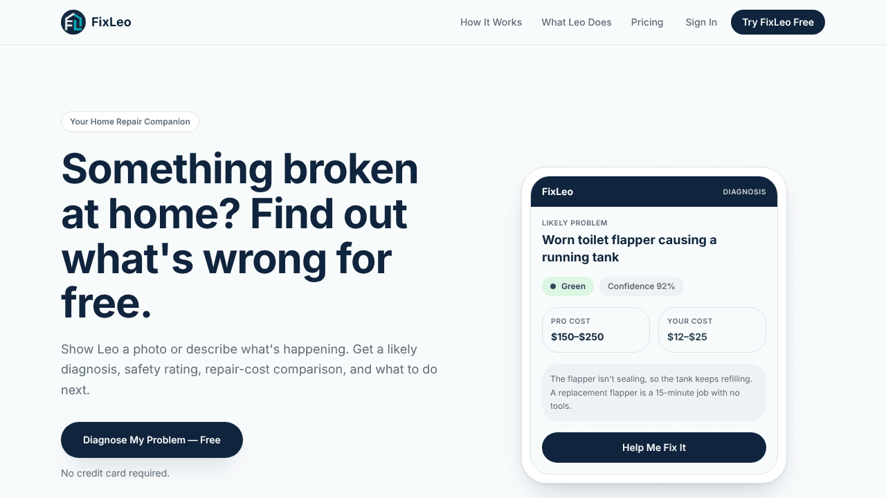 FixLeo website screenshot