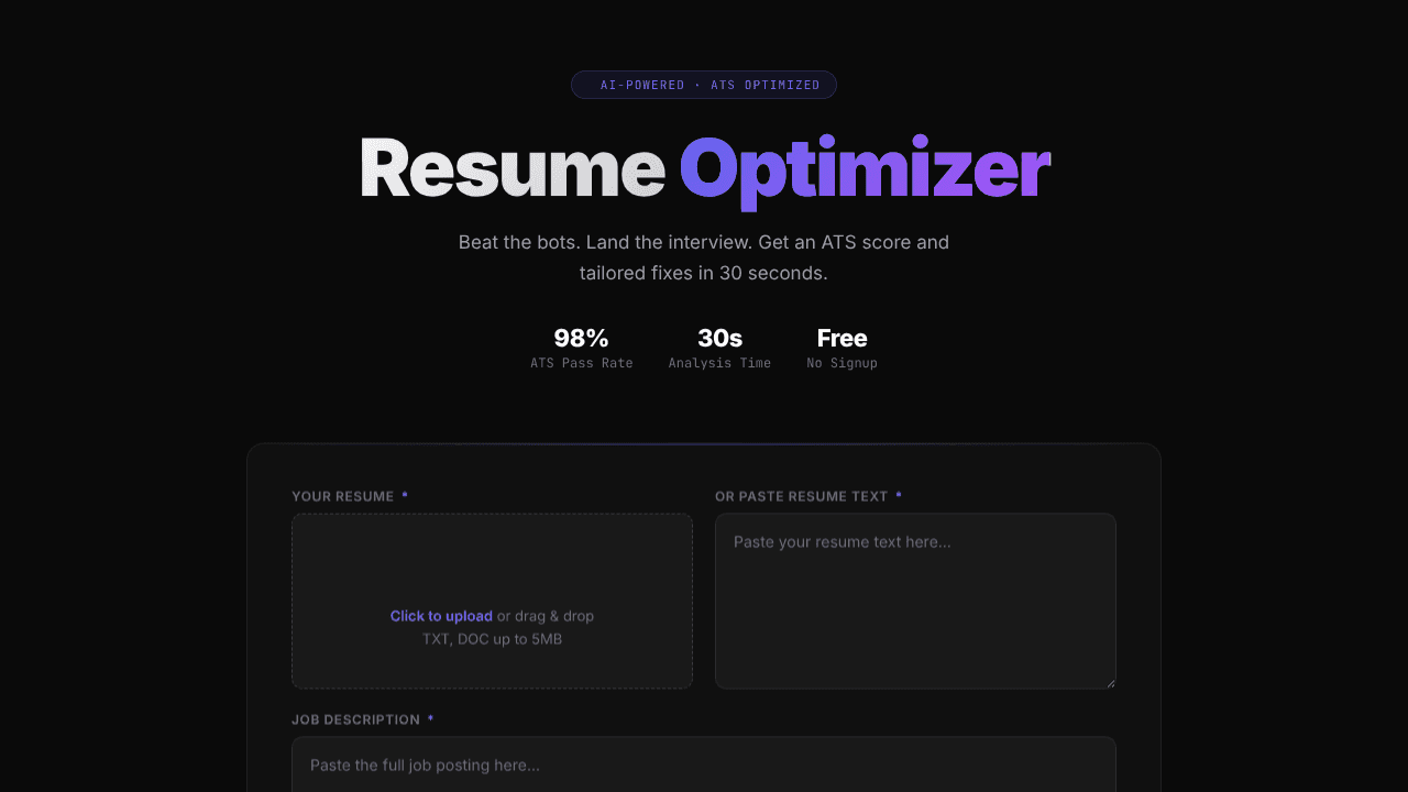  FixMyCVAI website screenshot
