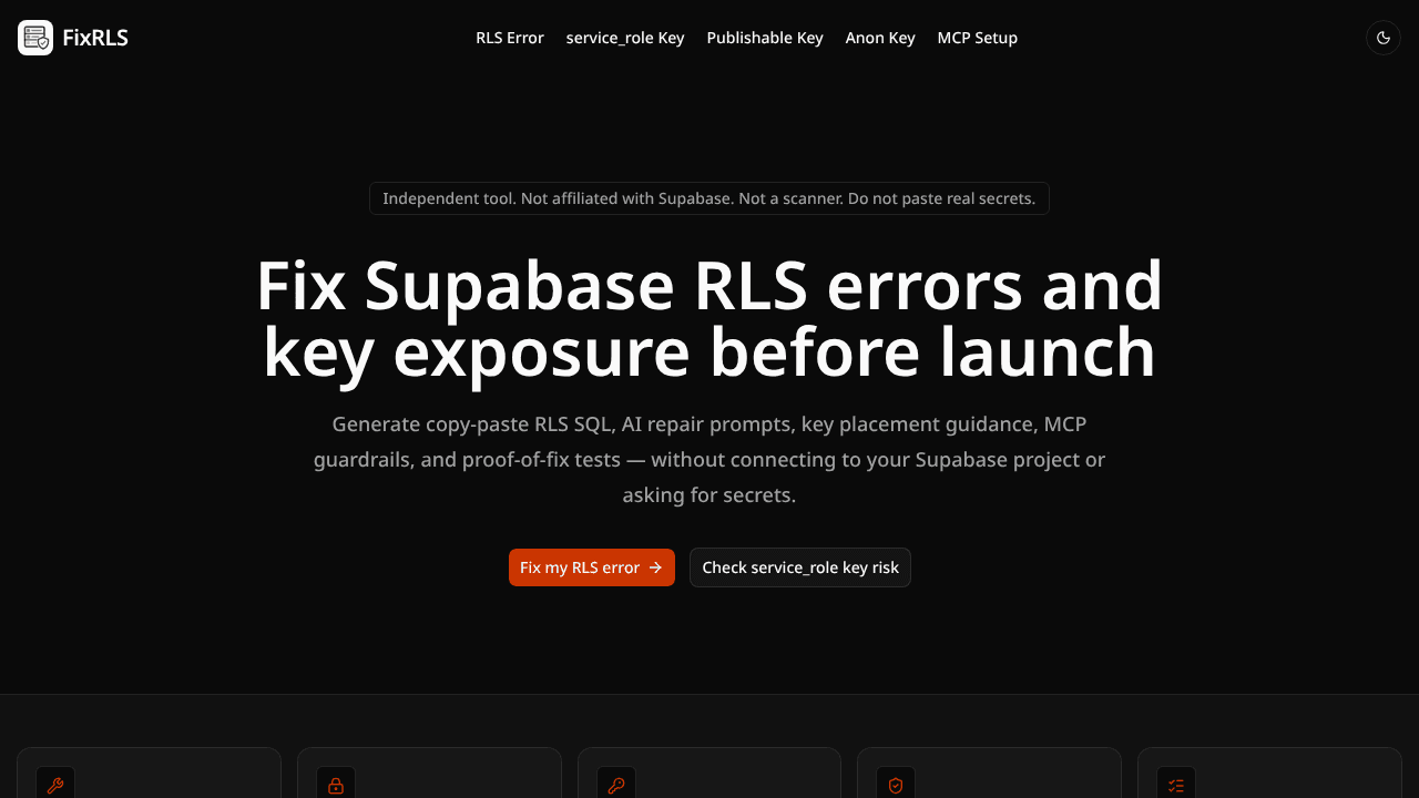 FixRLS website screenshot