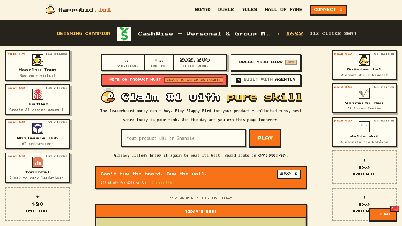 Flappy Bid website screenshot