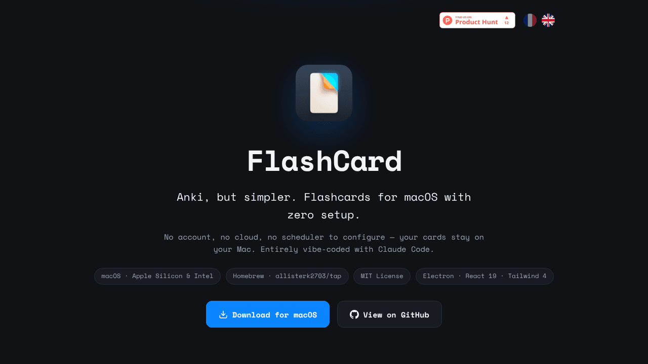 FlashCard website screenshot