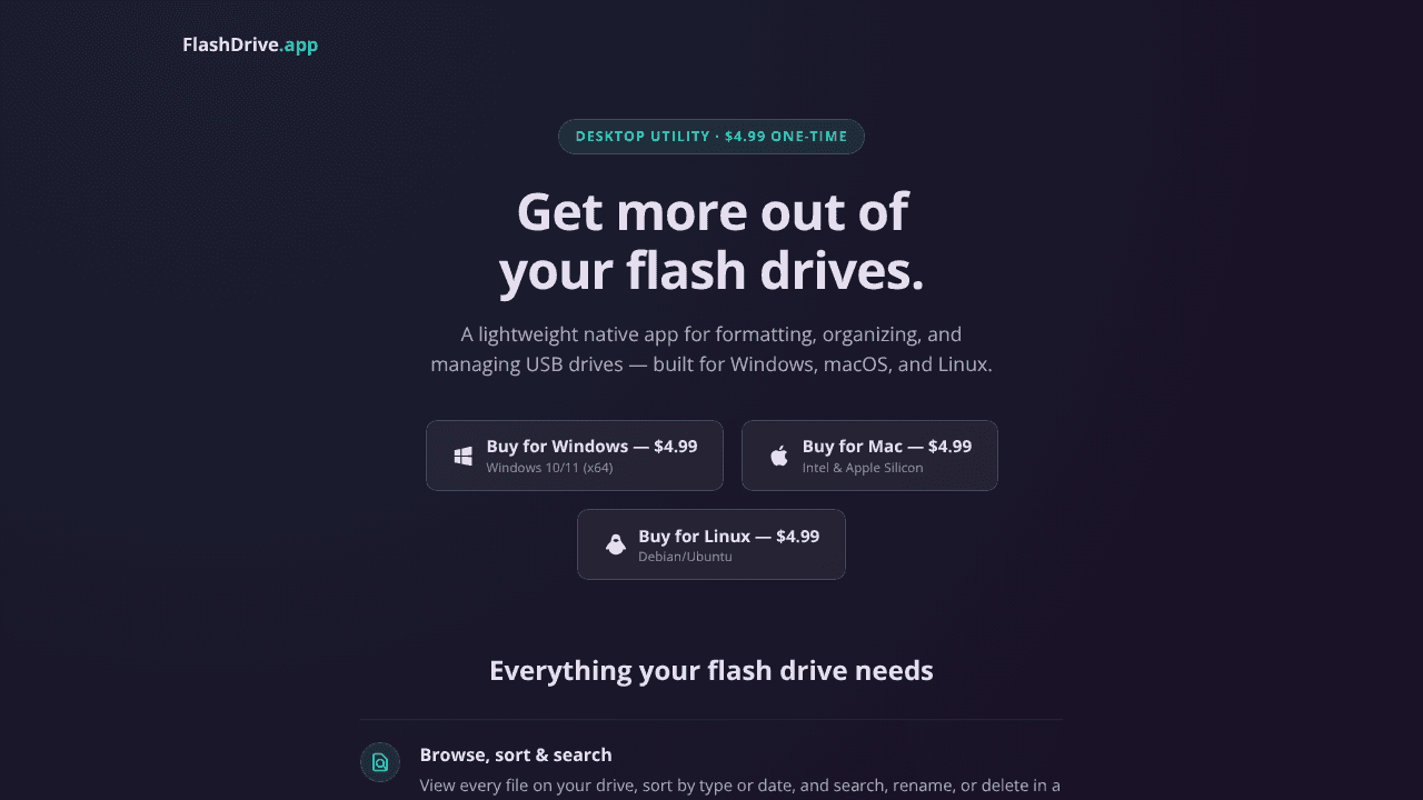 FlashDrive.app website screenshot