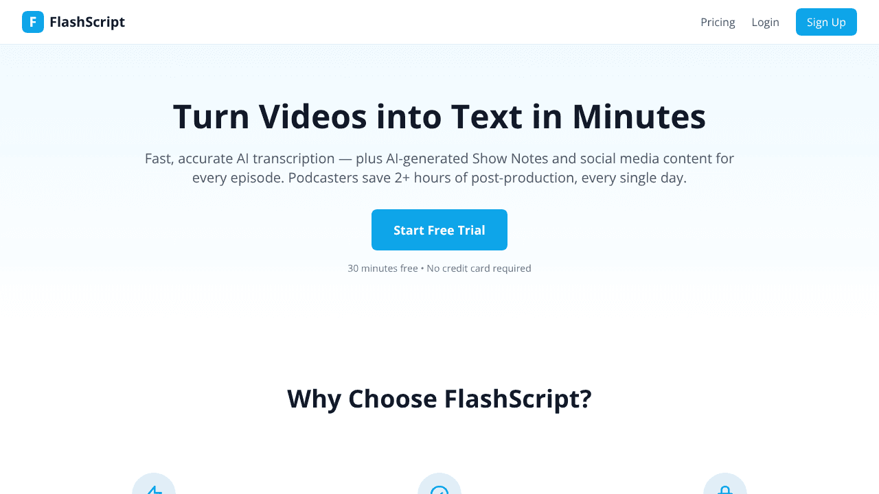 FlashScript website screenshot