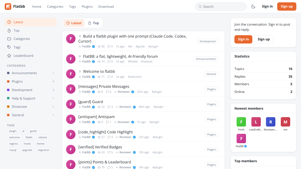Flatbb website screenshot