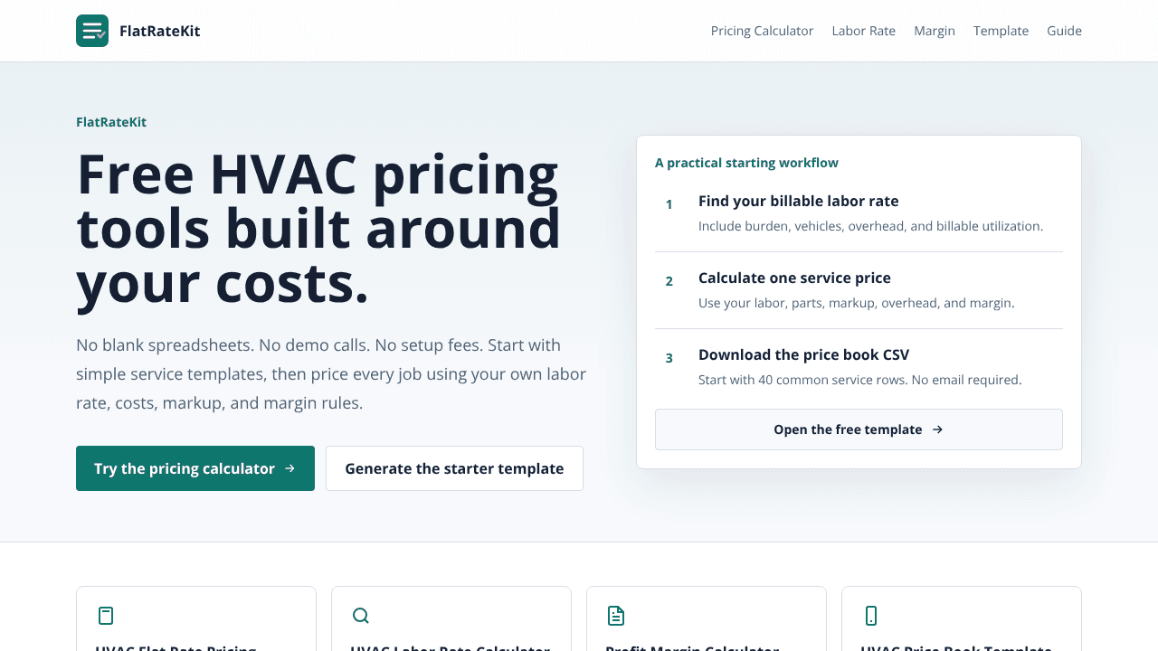 FlatRateKit website screenshot