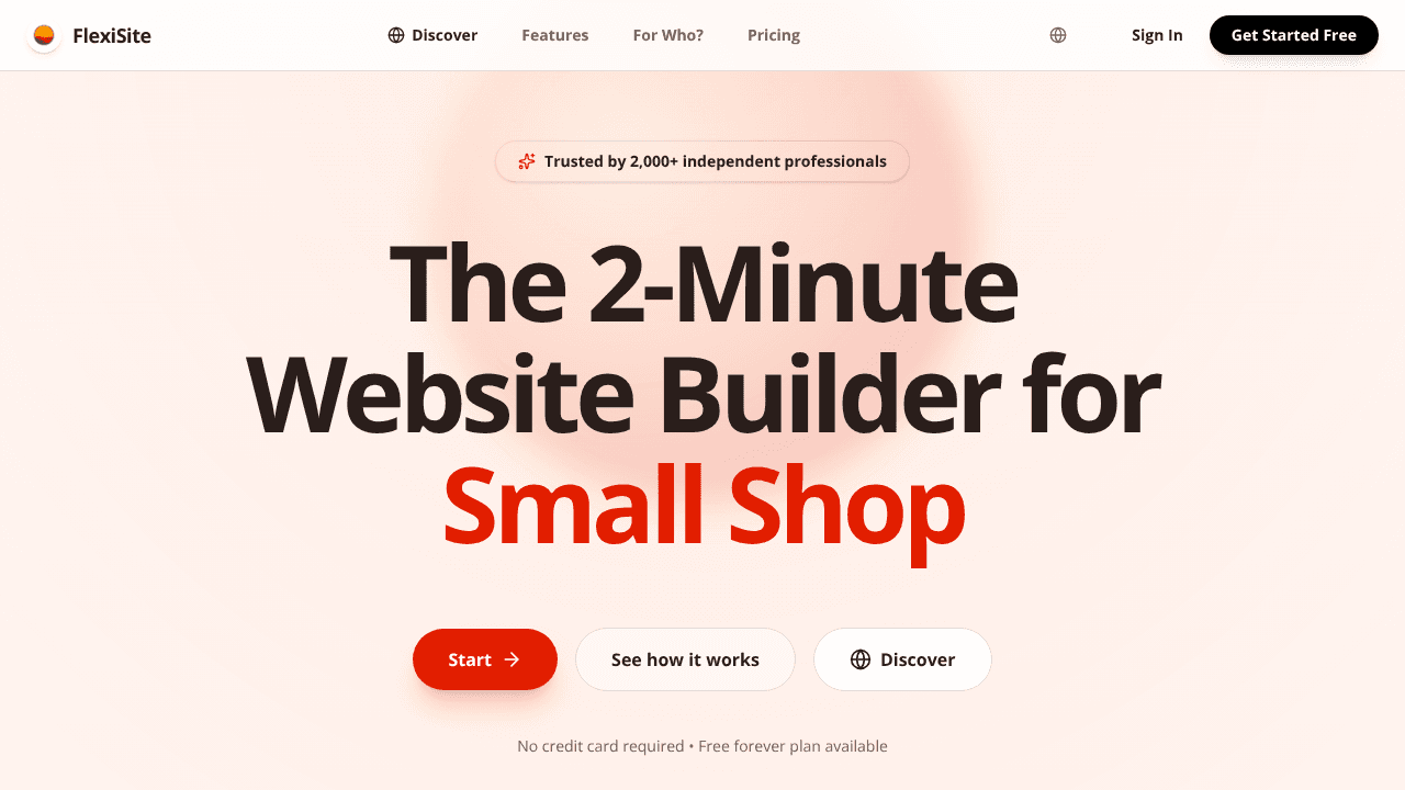 FlexiSite website screenshot