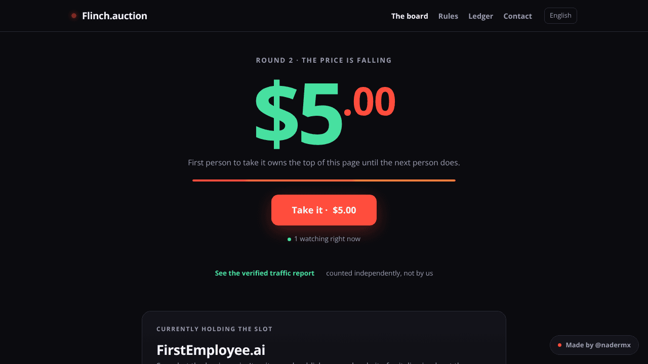 Flinch.auction website screenshot