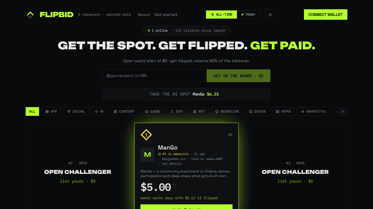 FlipBid website screenshot