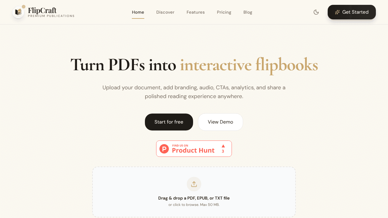 FlipCraft website screenshot