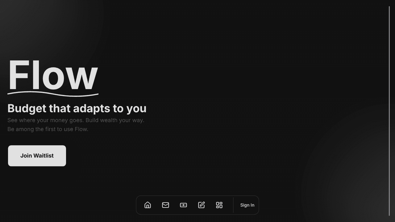Flow - Control Your Money website screenshot